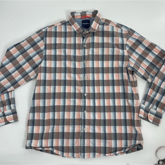 Tommy Bahama Other - Tommy Bahama Ombre Desert Cotton Plaid LS Button Shirt T39441 230 Syrah XL